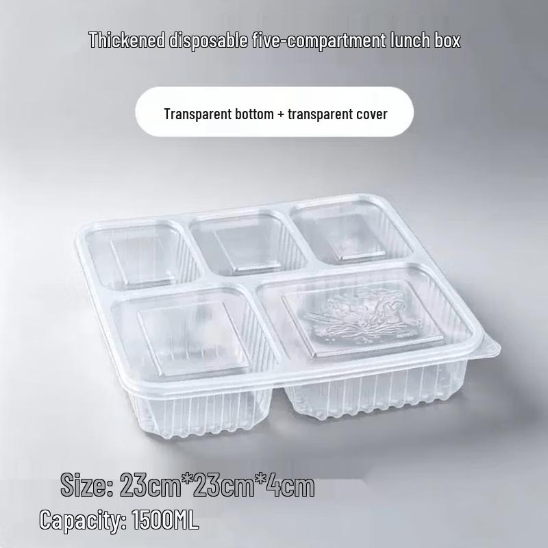 ShengbiLai Disposable 5-Compartment Meal Prep Containers with Lids