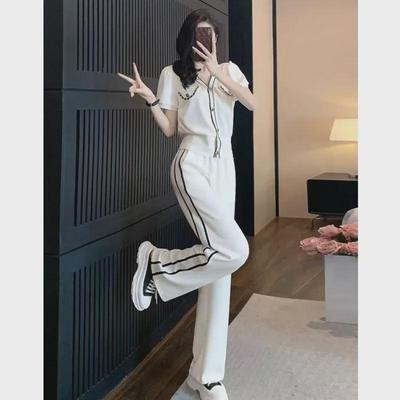 Goddess-Style V-Neck Casual Two-Piece Suit with Slim Wide-Leg Pants, 2025