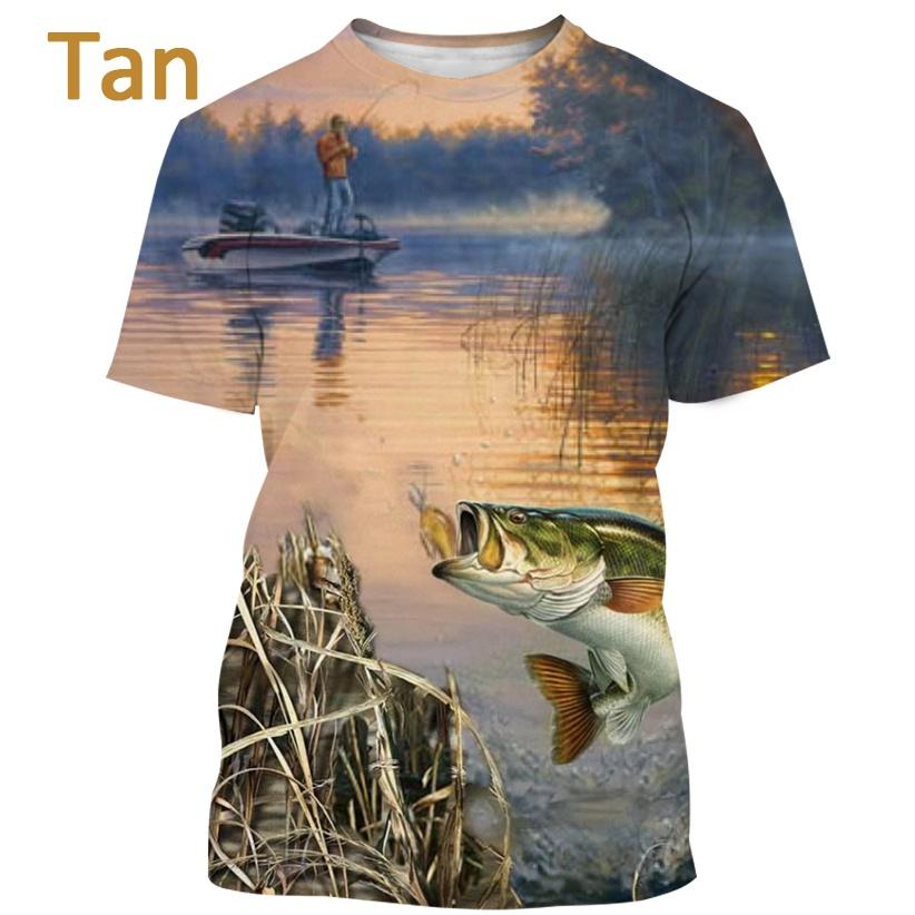 Summer Men's Short Sleeve 3D Printed Fish Hunting Pattern Design T-shirt Special T-shirt