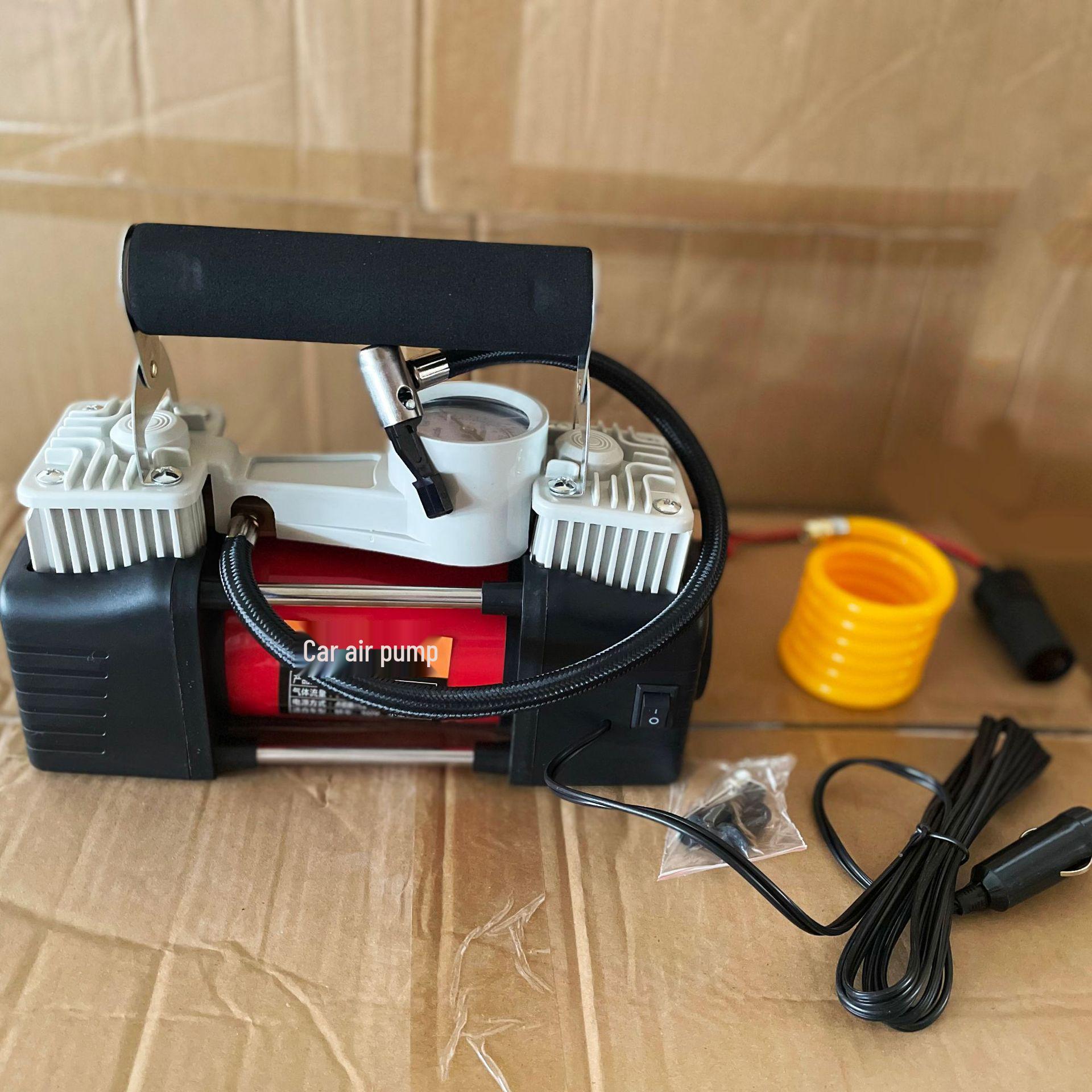 

Металлический шинный воздушный насос высокой мощности с двумя цилиндрами 12 В для автомобилей