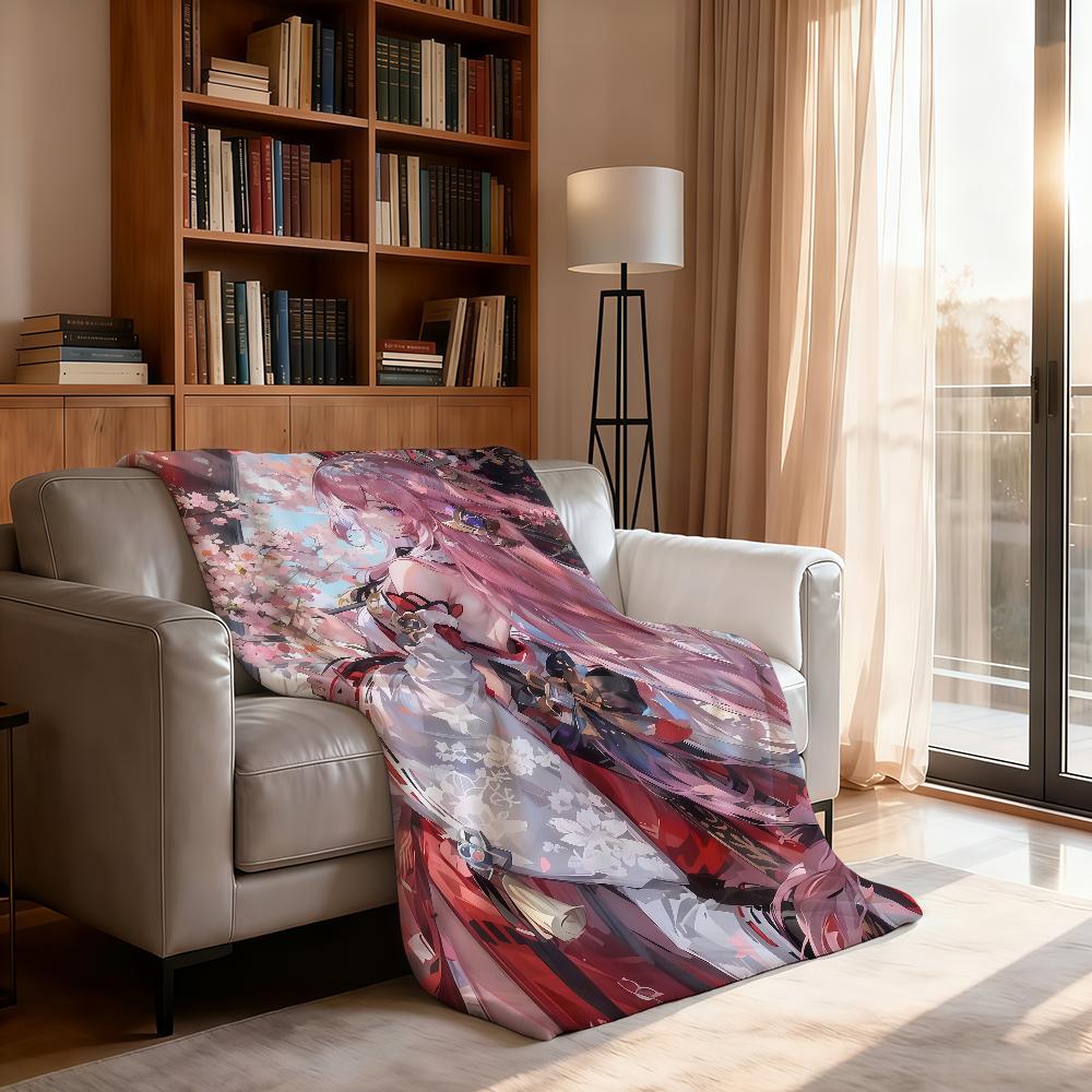 Y-Yae Miko Genshin Impact Blanket Soft Throw Blanket for Home Bedroom Bed Sofa Picnic Travel Office Rest Cover Blanket Gift