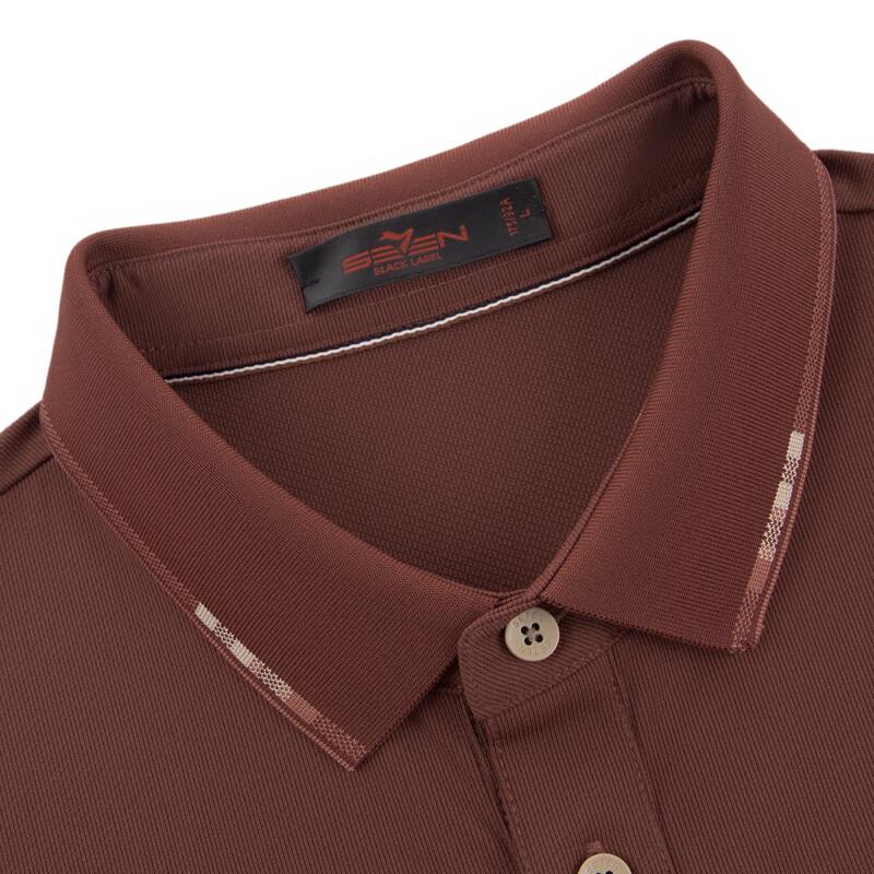 SEVEN Men's Non-Deforming Collar Long Sleeve Polo Shirt
