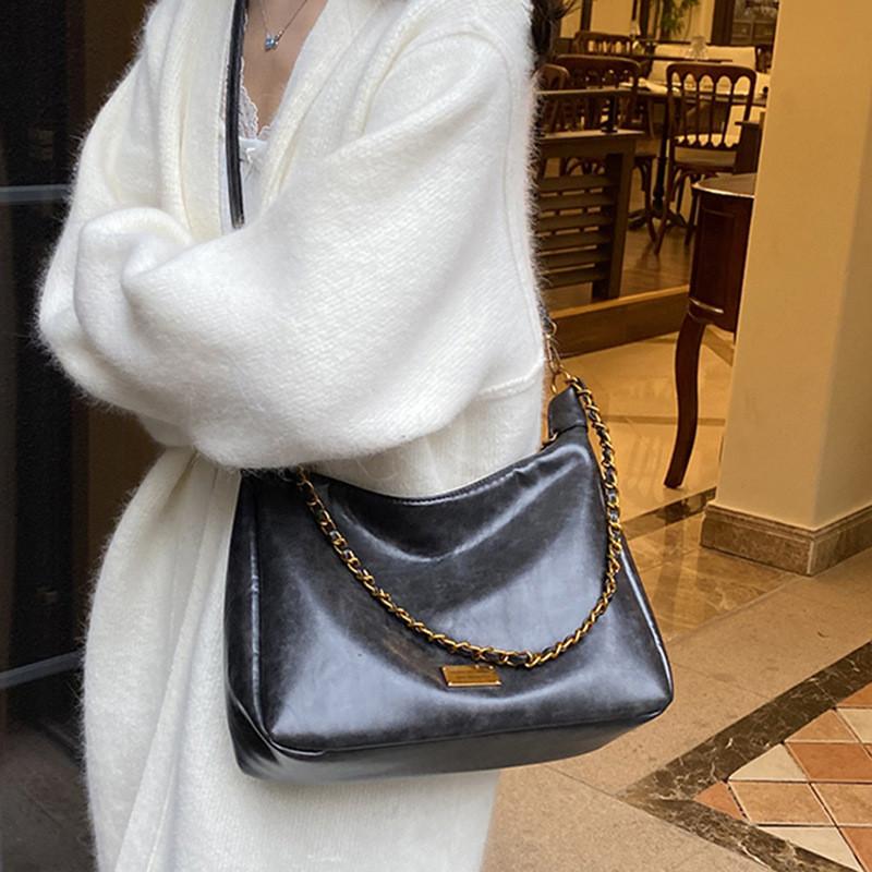 Ielgy Korea Underarm Bag Trendy Retro Tote Bag Casual All-Match Chain Shoulder Messenger Bag