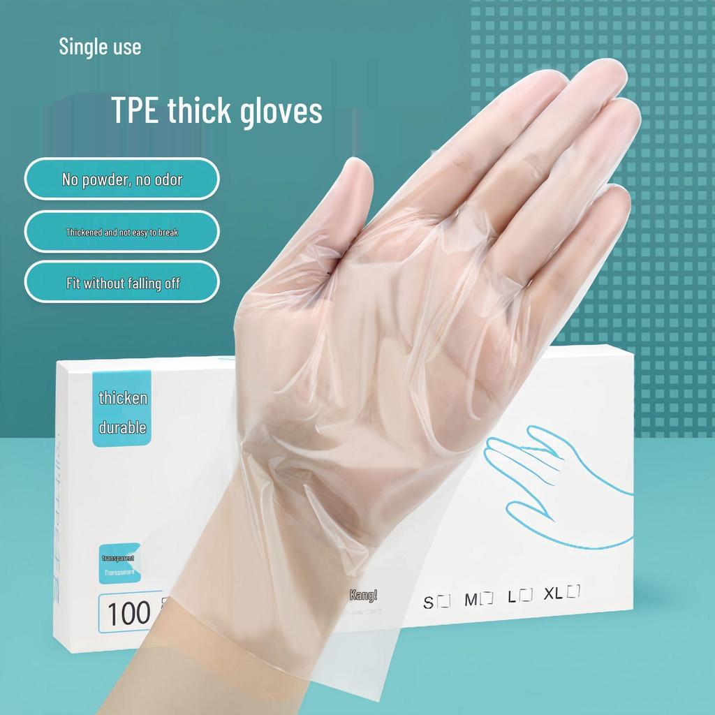 Food Grade TPE Disposable Transparent Gloves - Thick, Durable, Latex & Nitrile-Free for Catering and Baking