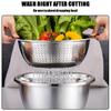 3 in 1 Kitchen Basin Grater, Colander Cutter   with Strainers 10.2 Inch Stainless Steel Mandoline Rice Washing Pasta Mixing Dough Knding Bowls
