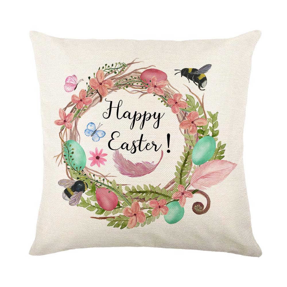 Home Nordic Easter Bunny Pillow Cover Sofa Pillow Bedside Pillow Cover Linen Pillow Cover