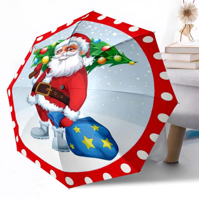 

Gingerbread Christmas Wreath Outdoor Automatic Umbrella with 8-Rib weight for Outdoor Daily Use Vibrant Pattern Umbrella