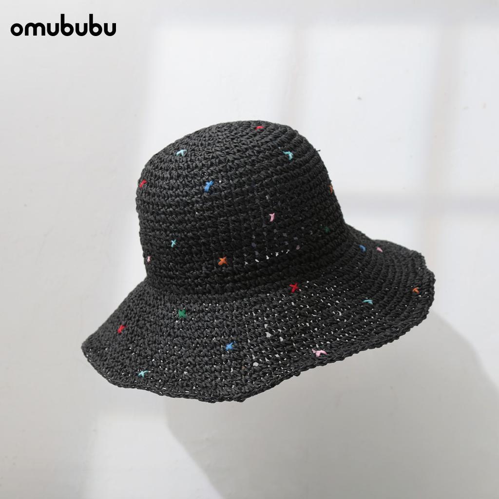 Handmade Retro Retro Hollow Straw Hat Women's Straw Hat Sunscreen Summer Bucket Hat Sun Hat