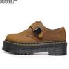 Martin Boots 1 Thick-soled Low-top Small Leather Shoes Women's Buckle Low-top First-layer Crazy Horse Brown Casual British