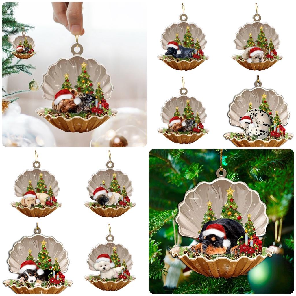 Cute Cartoon Acrylic Car Hanging Decoration For Christmas Tree Shell Sleeping Dog