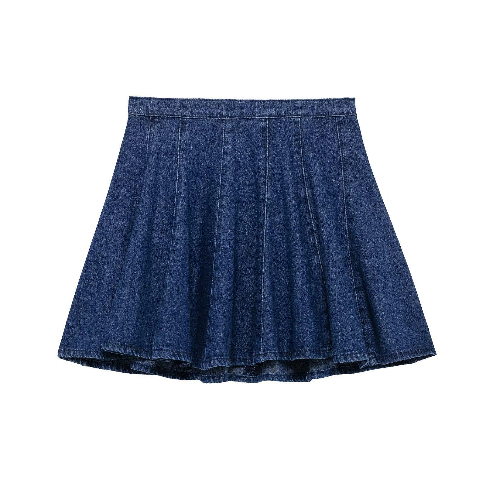 

European & American Women s Summer 2025 Fashion: Denim Mini Skirt with Decorative Stitching Extra Small