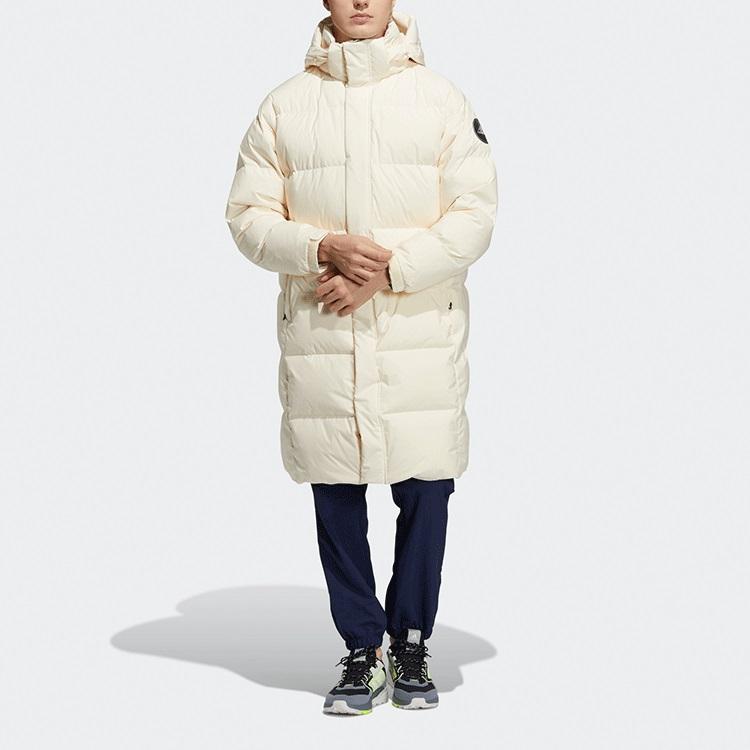 Adidas 800 Fill Loose Fit Detachable Hooded Mid-Length Goose Down Jacket Unisex Outerwear Beige H23086