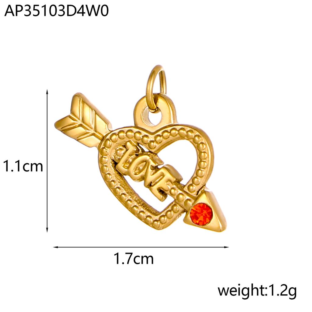 CARLIDANA Valentine's Day Gift Jewelry Shining Zircon Heart Love Charms 18K Gold Plated Titanium Steel Pendant For DIY Jewelry
