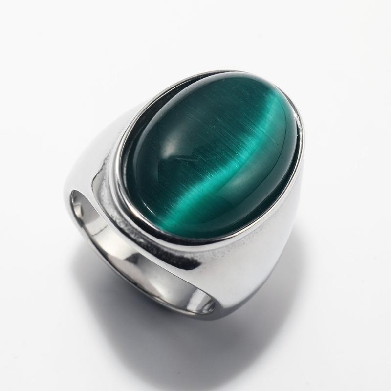 Luxury Gemstone Ring for Men Personalised Hip Hop Steel Titanium Jewellery Black Gold Silver Rock Hipster Street Finger Ring