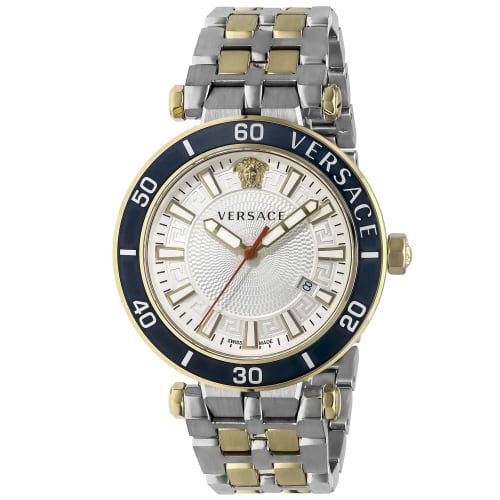 

Versace GRECA SPORT 43mm Swiss-made Men s Watch, VEZ300521, White Dial, Stainless Steel, Sapphire Crystal, Quartz Movement, Silver