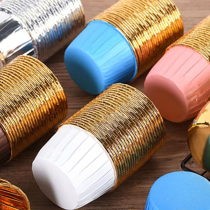 

50Pcs Large 5039 Aluminum Foil Wrapper Paper Gold Cupcake Liner Baking Cup