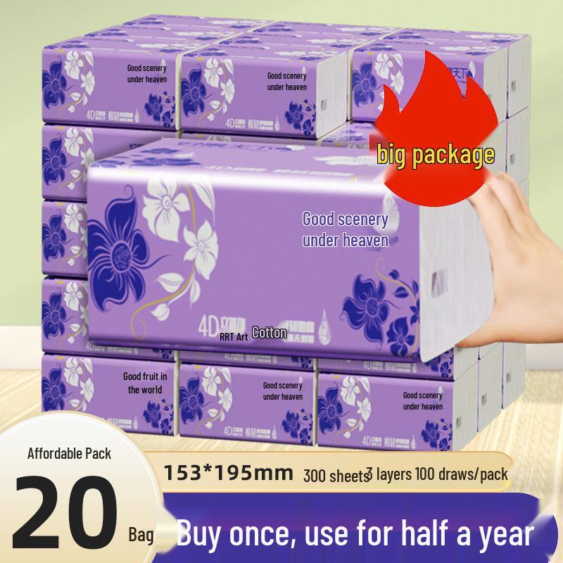 Economical 100-Sheet Boxed Household Tissue Paper and Napkins for Family Use