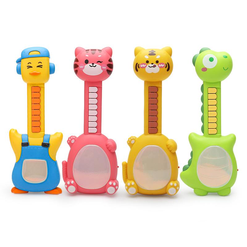 Children'S Lighting Edition Teaching Animal Paradise Cartoon Electronic Guitar Piano Early Education Enlightenment Interest Music Toys