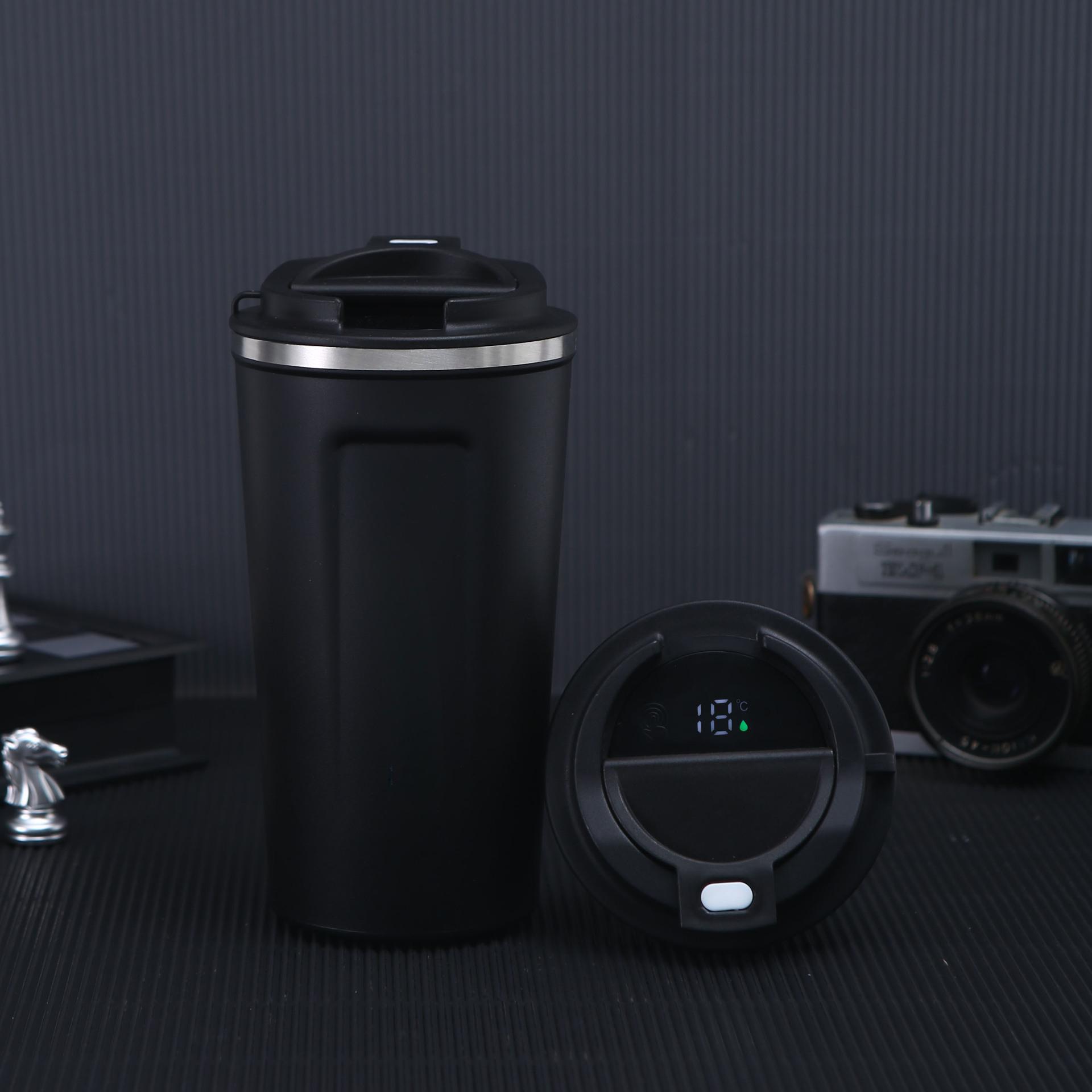 

Stainless Steel Smart Coffee Mug with LED Touch Screen Temperature Display for Office Tea and Coffee Lovers 380ml чорний