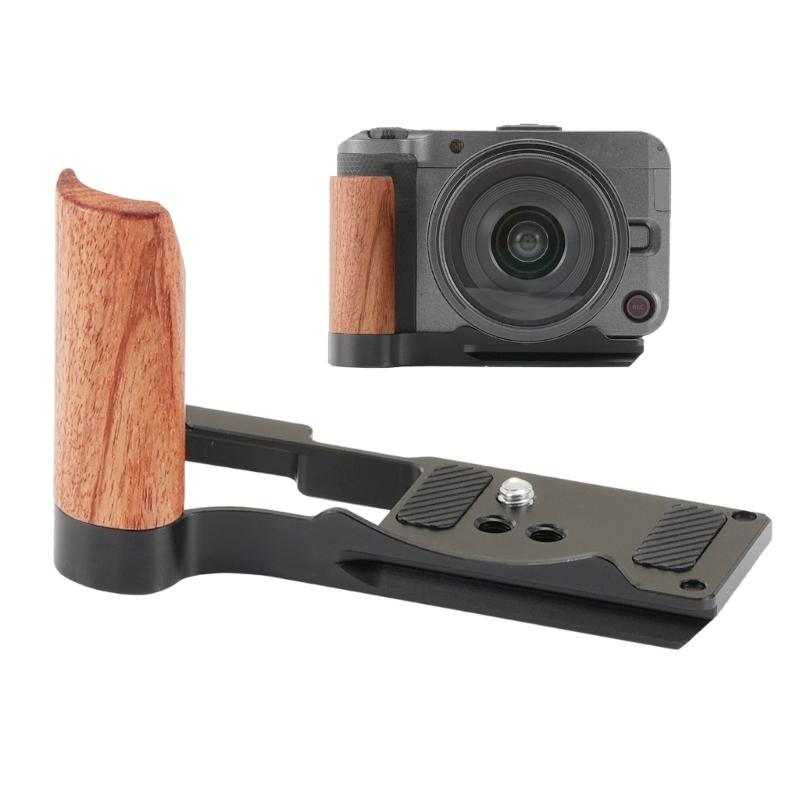 Aluminum L Bracket Quick Release Plate For R50V Camera Handgrip Holder 1/4in Hole with Wood Grip