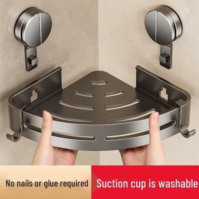 Corner Suction Cup Bathroom Shelf – Punch-Free Wall Mount Storage Organizer
