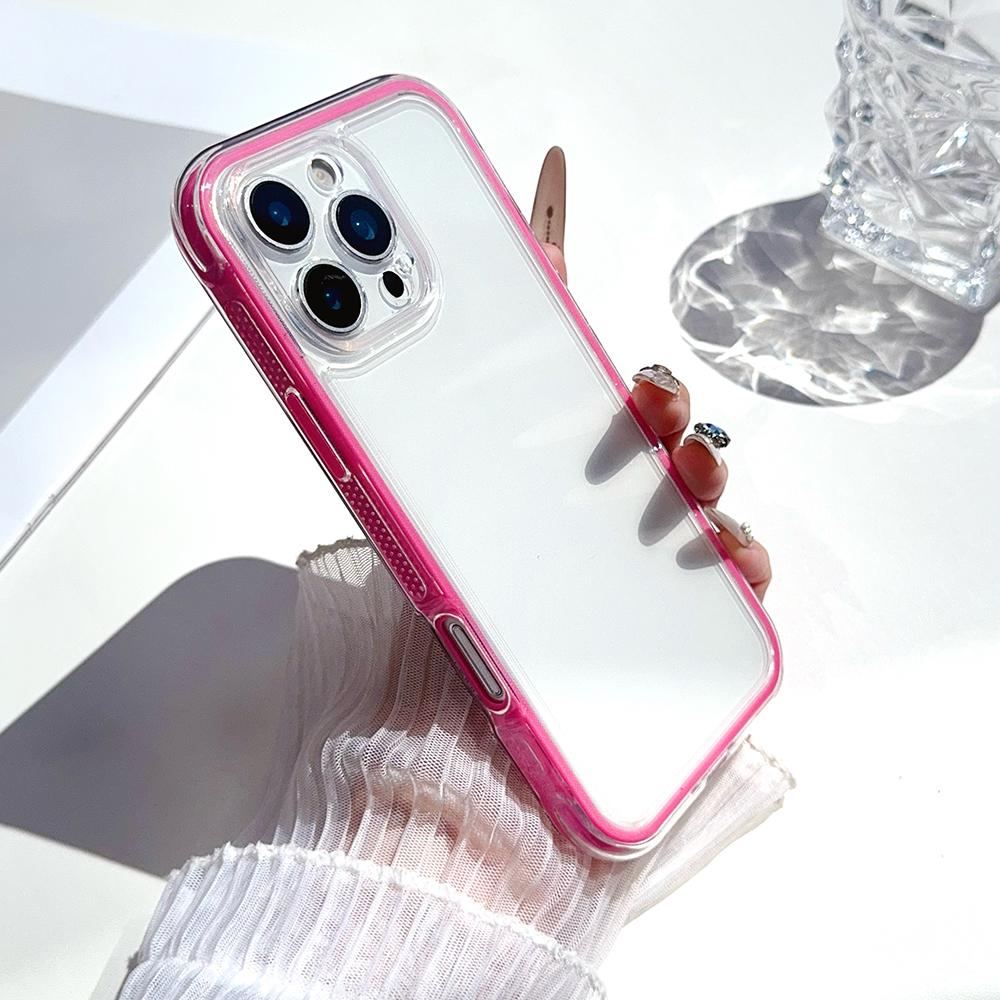 2 IN 1 Clear Candy Color Case for For Iphone 16E 1 14 Plus 13 12 11 17 Pro Max Shockproof Bumper Protective Cover Phone Accessories