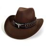 Jazz Hat Big Edge Tibetan Western Cowboy Hat New Woolen Top Hat Men'S And Women'S Outdoor Casual Hat