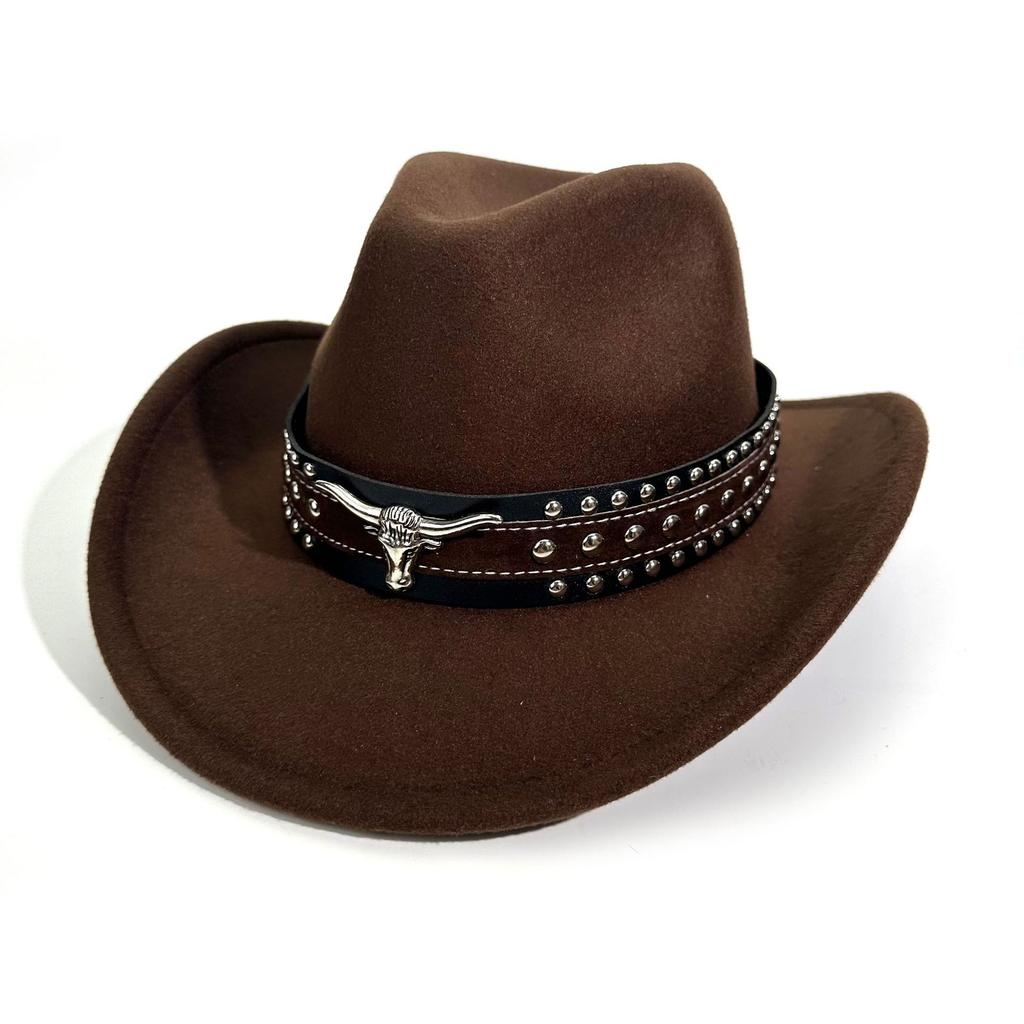 Jazz Hat Big Edge Tibetan Western Cowboy Hat New Woolen Top Hat Men'S And Women'S Outdoor Casual Hat
