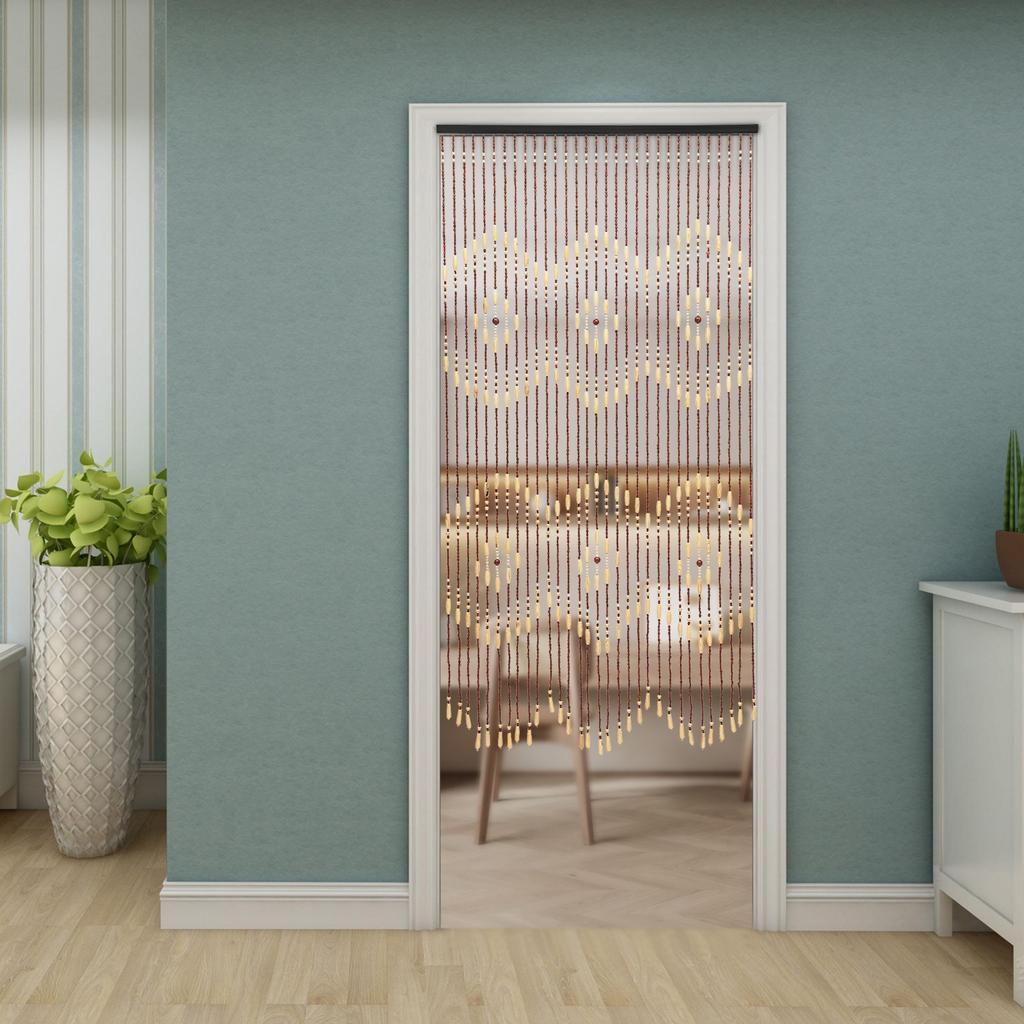 Classic Wood Bead Curtain, 90 x 175 cm w/ 31 Intricate Bead Strands, Handcrafted Natural Room Divider for Doorway & Window Decor