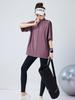 2026 New Arrival Plus Size Slimming Three-Piece Fitness Set: Short Sleeve Zipper Top, Belly Covering, Tapered Leg Pants