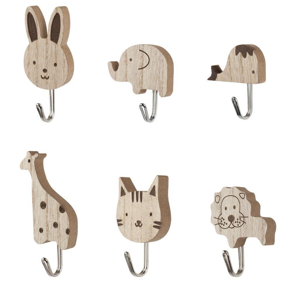 Hickory Wood Animal Hook Cute Design Wall-Mounted Hook Decoration Key Hanging Hook  Wardrobe