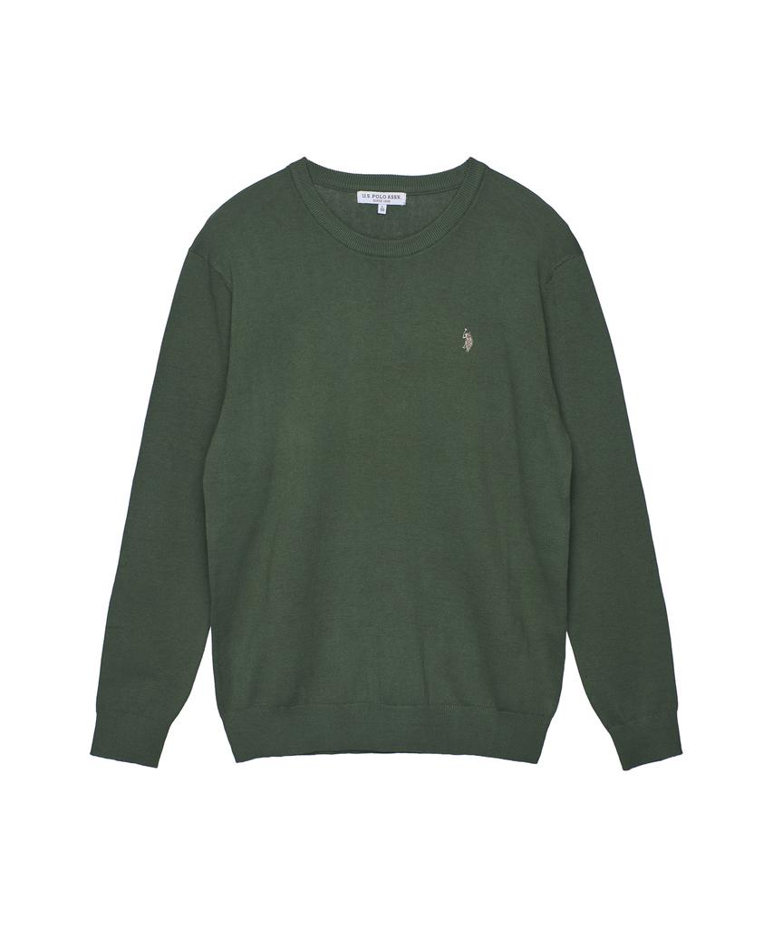 USPOLOASSN 100% Cotton Long Sleeve Round Knit_Khaki