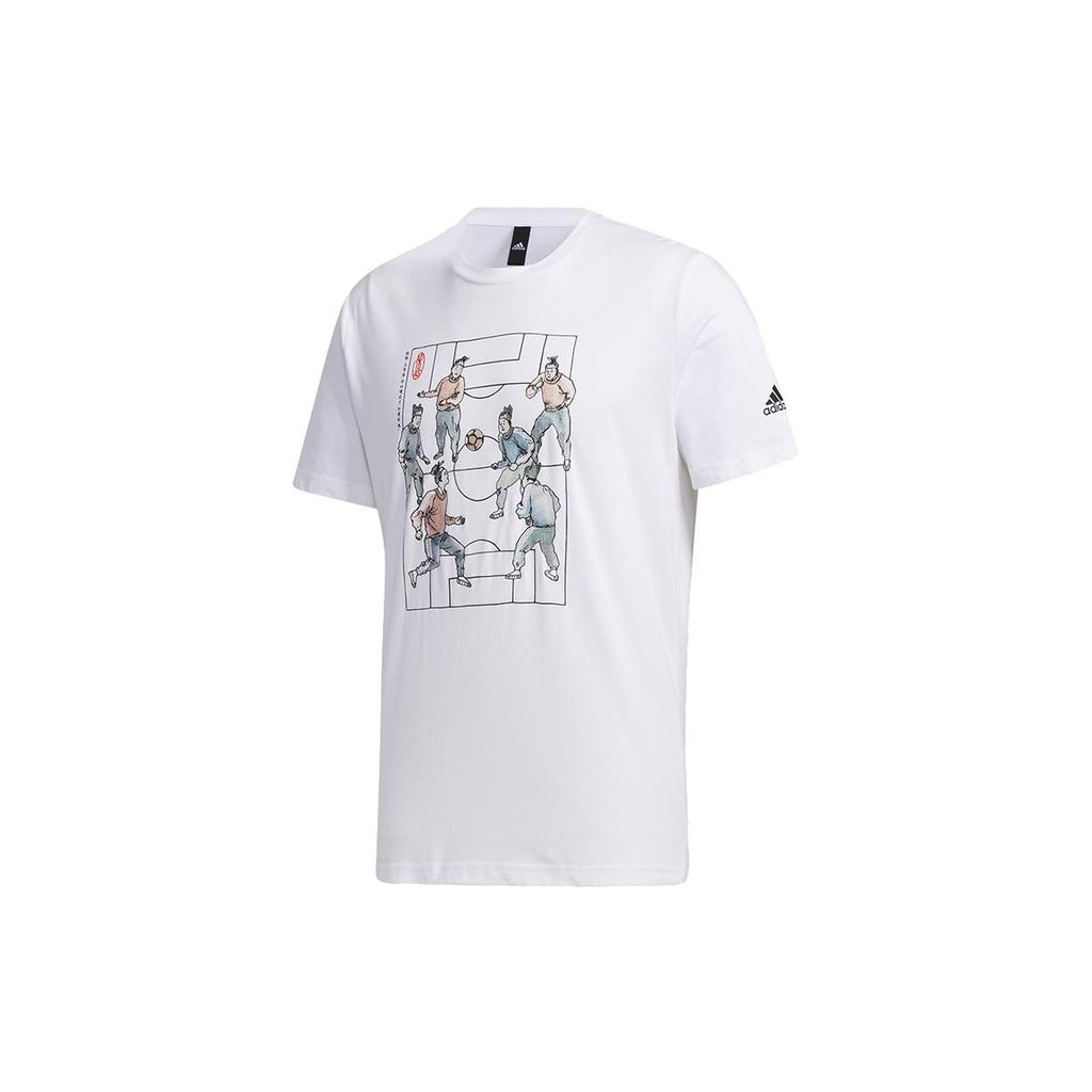 Adidas T Shirts Men's White Crew Neck Moderate Straight Fit GF3986