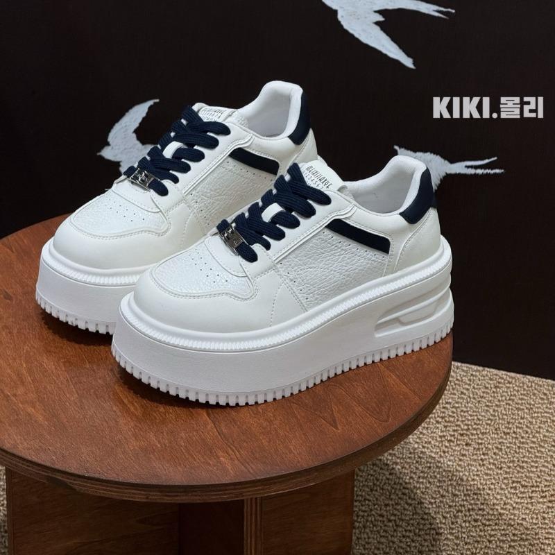 Leather Muffin Thick-soled Little White Shoes Spring New Versatile Small Suction Film Bottom Sports and Leisure Board Shoes Women