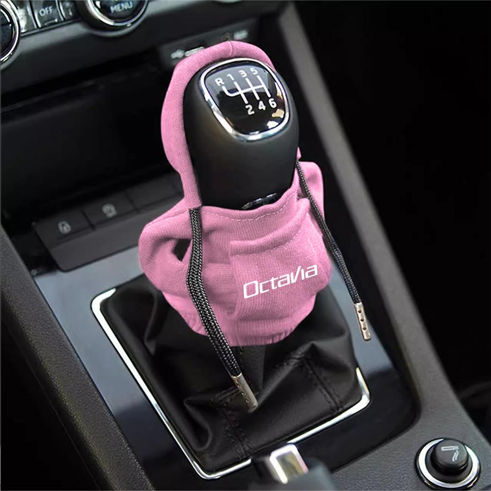 BBIC7 Car Gearbox New Year Xmas Hoodie Car Shift Speed Lever Cover for Skoda S Logo Octavia Fabia 2 Superb 2 Kamiq Kodiaq VRS VII