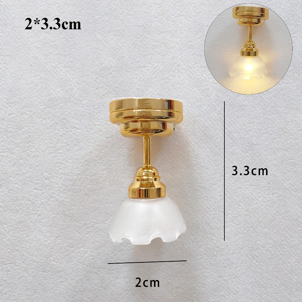 

7 Styles Miniature LED Golden Light Mini Ceiling Lamp Chandelier Doll House Accessories 2*3.3cm