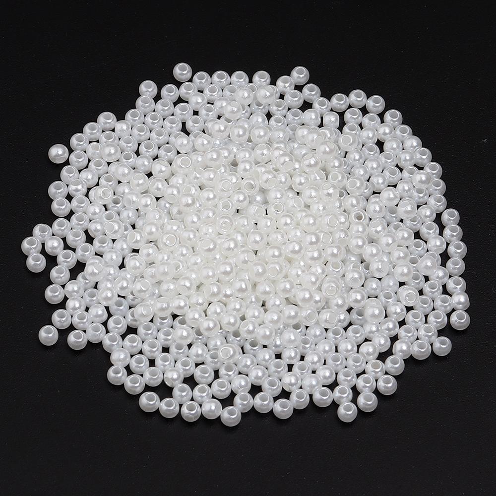 10-1000pcs Beige ABS Imitation Pearl Beads Multisize Round Loose Beads With Hole For Jewelry Making DIY Bracelets Accessories