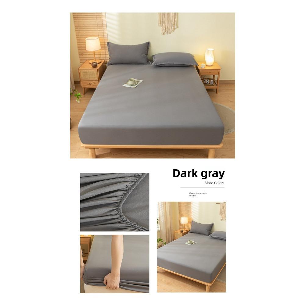Brushed Washed Cotton Fitted Sheet, All Seasons Full Wrap Mattress Protector Cover with Pillowcase, Dustproof Anti-Dirty Bed Linen