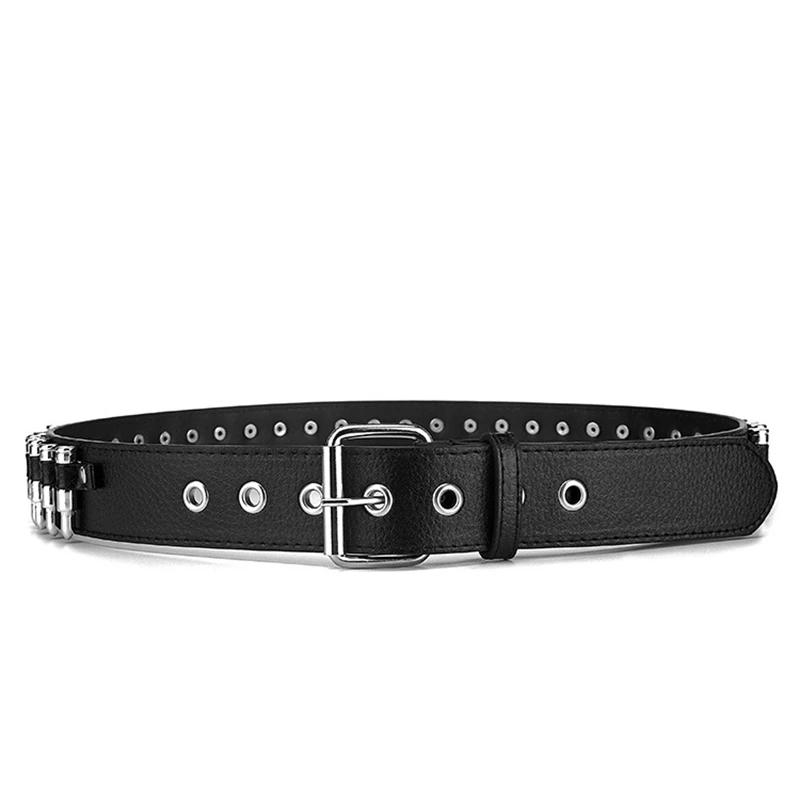 Hollow Bullet Decoration Belt Fashion Ladies Leather Studded Gift Man Goth Rock Wild Adjustable Women Punk Black Belt