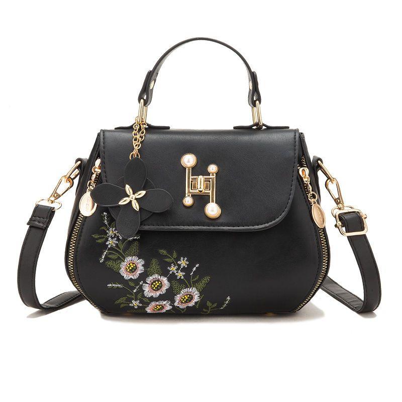 PU Leather Crossbody Shoulder Bags Women's Handmade Embroidery Multifunctional Handbags Purse Ladies Vintage Design Satchel Bags