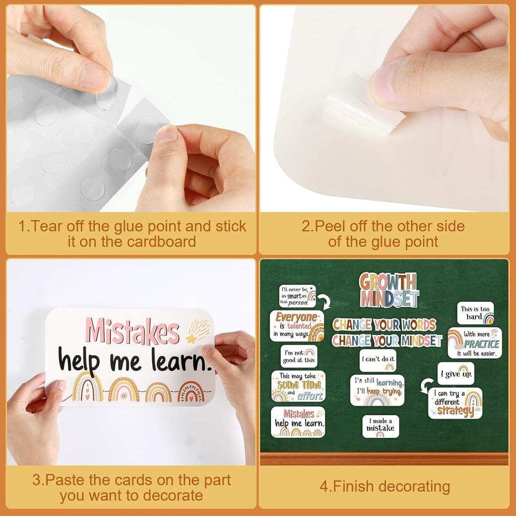 Pajean 37 Pieces Rainbow Bulletin Board Set Classroom Motivational Bulletin Board Positive Wall Decoration Signs Pirational Growth Mindset Posters