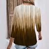 Womens 3/4 Sleeve Daily Weekend V Neck Casual Printed Tshirts Loose Fit Pleated Tees Ladies Blouse