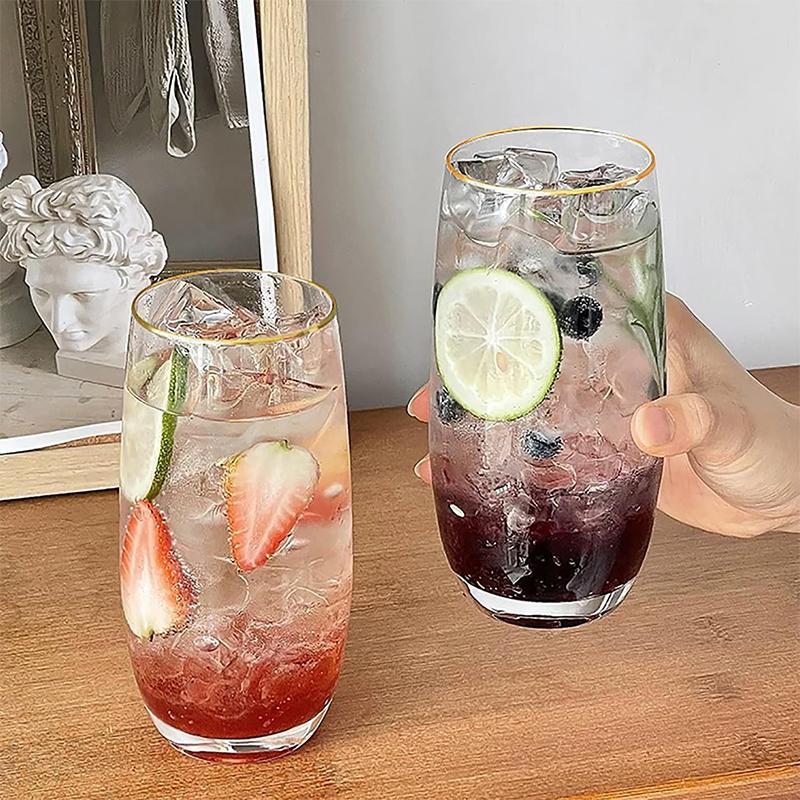 375ml Crystal Glass Cup Thickened Wine Cup Transparent Tea Cup Whiskey Cocktail Drinking Glass Wedding Gold Rimmed Glassware