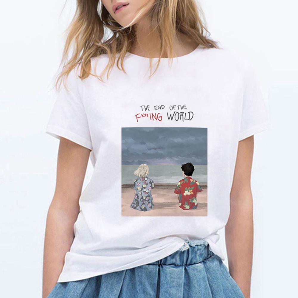 Weltuntergang Stil Sommer T-Shirt Damen Harajuku Damen T-Shirt Sommer Grafik