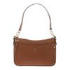 Metal Logo Calfskin Shoulder Bag Women Brown