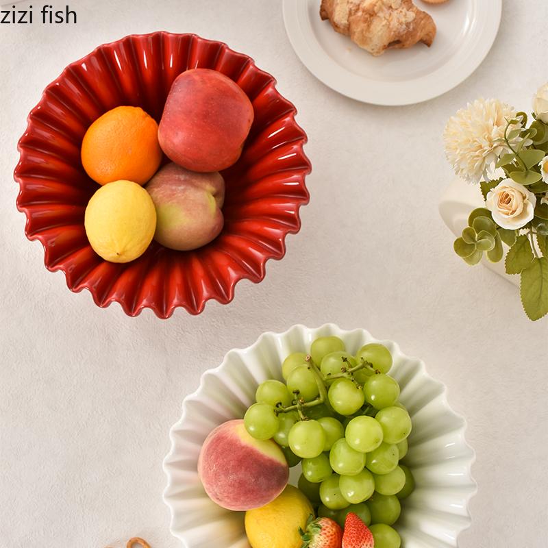 Irregular Ceramic Fruit Plate Desktop Storage Tray Snack Bowl Ornament Salad Bowl Soup Plate Dessert Plates Dried Fruit Platter