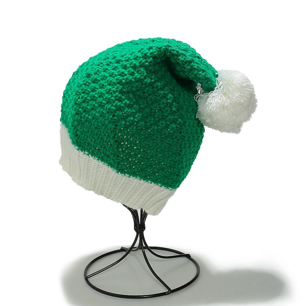 Autumn and winter Santa Claus men and women red green long tube knitted hat wool hat Christmas hat