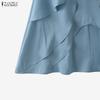 ZANZEA Womens Elegant Casual Multi-Layer Ruffled Fishtail Long Skirt