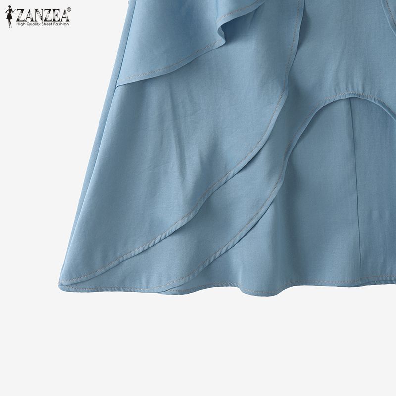 ZANZEA Womens Elegant Casual Multi-Layer Ruffled Fishtail Long Skirt