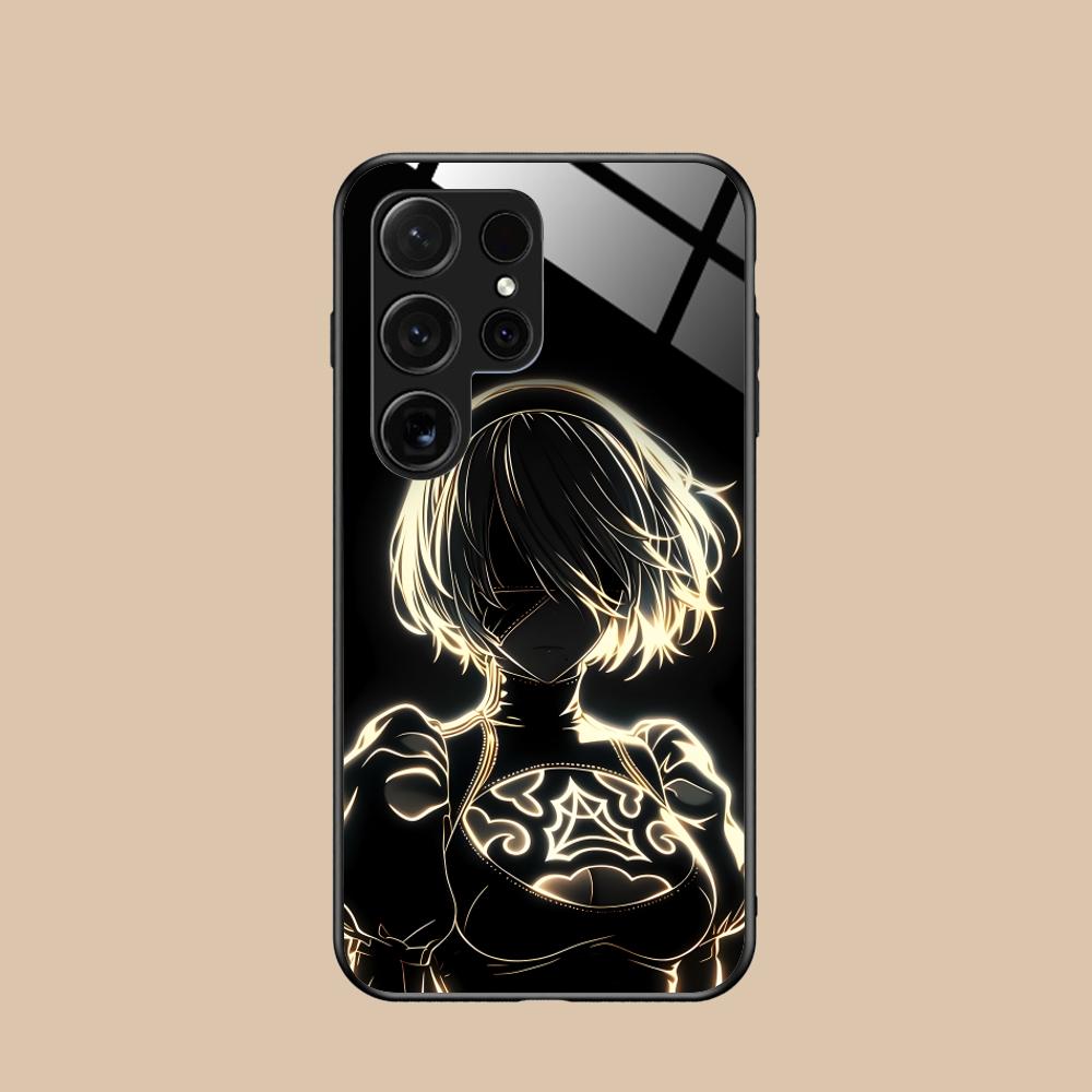 Anime Nier 2B Glass Mobile Phone Case for Samsung Galaxy A56 55 54 53 52 51 36 35 34 23 16 15 5G Colorful Cover